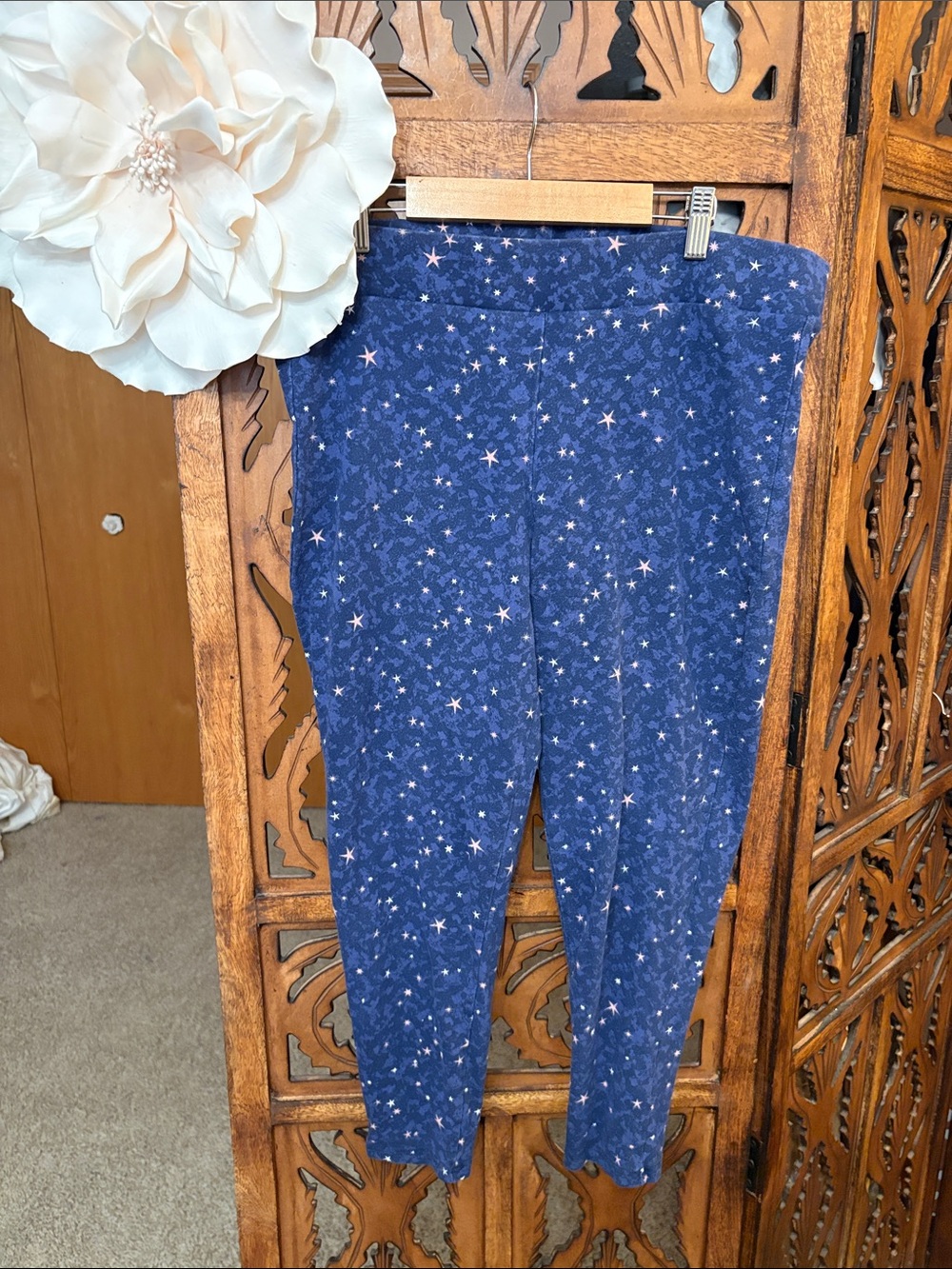 Women's Navy Star Print Leggings